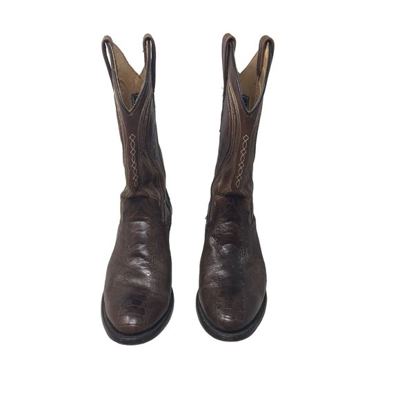 Vaccari Brown Snakeskin Leather Cowboy Boots USA 8 EE main image 5